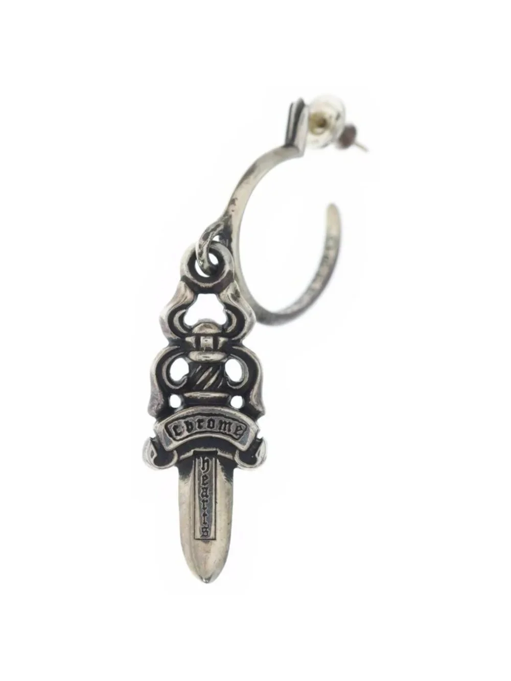 Chrome Hearts No5 Dagger 5 Hoop Earrings Silver